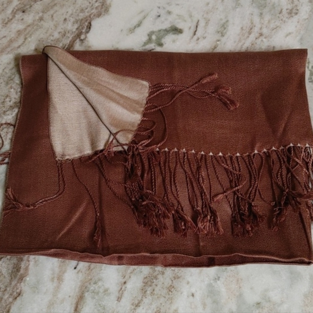 Large Silk Rectangular Scarf Mocca and Latte Colored Simply by Jen Groove